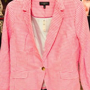 NWT16P Talbots lined blazer. Pink/white super cute